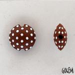 white polka dots on terracotta, lentil, size S