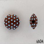 turquoise polka dots on terracotta, lentil, size S
