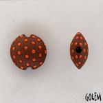 orange polka dots on terracotta, lentil, size S