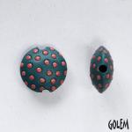pink polka dots on esmeralda green, lentil, size S