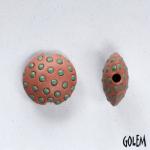 jade polka dots on pink, lentil, size S