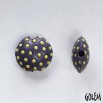 yellow polka dots on lavender, lentil, size S
