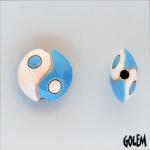 Yin & Yang sign, white & blue lentil bead, size S