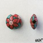 coral flowers on blue, lentil size S