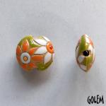 Orange & White flowers flowers on Green, Size S