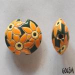 Yellow flowers on dark green, lentil Size M