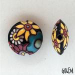 Flowers on dark blue, lentil bead size M
