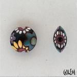 Flowers on dark blue, lentil bead size S