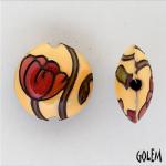 Poppies on yellow, lentil bead size M