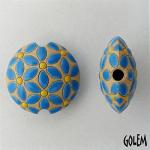 Neon Blue leaves, yellow dots lentil, size M