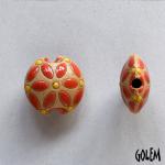 Coral leaves, yellow dots, lentil bead size S