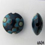 Light  blue flowers,dark background, lentil size M