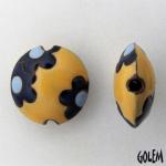 Blue flowers, yellow background, lentil size M