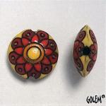 Paisley Flower - lentil bead sizeM, coral & yellow