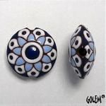 Paisley Flower - lentil bead size M, blue & white