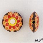 Paisley Flower, yellow/pink - lentil bead size M