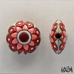 Paisley Flower, pink/green - lentil bead size M