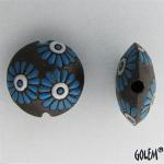 blue daisies on dark lentil, size M 