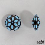 Tree of life, turquoise blue on dark, lentil sizeS
