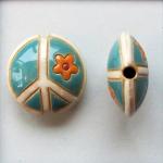 Peace sign, Caribbean Blue, lentil bead size M 