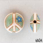 Peace sign, Light Green, lentil bead size M 