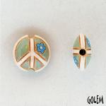 Peace sign, Light Green, lentil bead size S