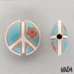 Peace sign, Light Blue, lentil bead size M 