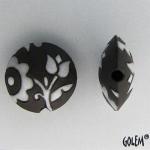 White lace, dark lentil bead size M
