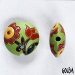 red lace, light green lentil bead size M