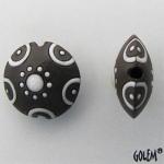 Circles and dots - dark lentil - white