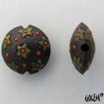 olive flowers and dots - dark lentil