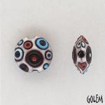 Cool Bubbles, white/blue/red, lentil bead size M