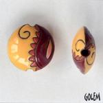 Paisley lentil bead - burgundy & yellow