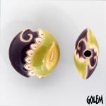 Paisley lentil bead - purple & lime