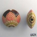Paisley Flower - lentil bead size M, pink & brown