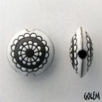 Paisley Flower - white on dark clay, lentil size M