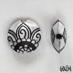 Paisley flowers, black on white, lentil size M