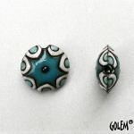 Sun design - blue & white on dark, lentil size S