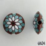 Peacock - blue on terracotta