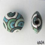 Aqua Rainbow on terracotta, lentil bead size M
