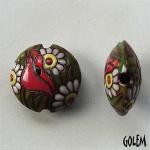 Poppy meadow - terracotta lentil bead, Size M