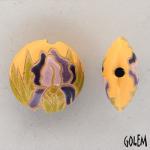 Blue Irises on yellow - lentil bead, size M