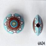 Paisley lentil - light blue on terracotta