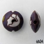 White poppies on purple, terracotta lentil size M