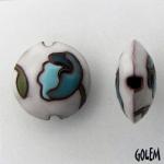 Blue poppies on white, terracotta lentil size M