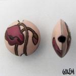 Wine poppies on pink, terracotta lentil size M