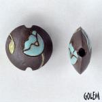 dark lentil bead, blue poppies