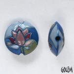 Lotus on deep blue -  lentil bead, size M