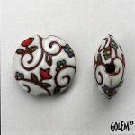 Spirals & Flowers, White, lentil bead size M