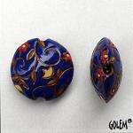 Spirals & Flowers, Deep Blue, lentil bead size M